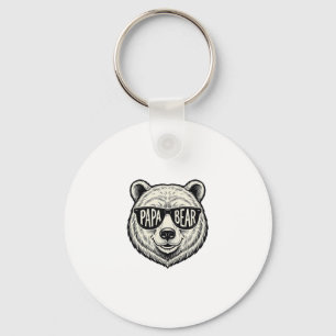 Papa Bear Sunglasses Bear Head Vector Design_1 Key Ring