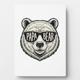 Papa Bear Sunglasses Bear Head Vector Design_1 Plaque