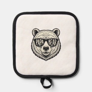 Papa Bear Sunglasses Bear Head Vector Design_1 Pot Holder