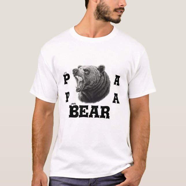 Papa Bear T-Shirt – Bold Roaring Grizzly Dad  (Front)