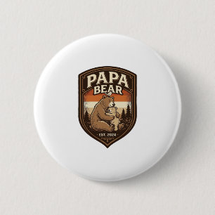 Papa Bear Vintage Engraving Bear Shirt Design_1 6 Cm Round Badge