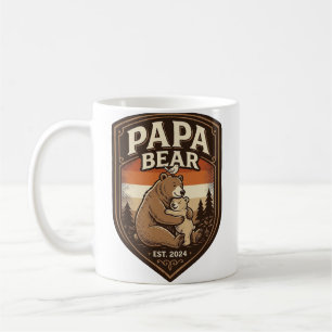 Papa Bear Vintage Engraving Bear Shirt Design_1 Coffee Mug