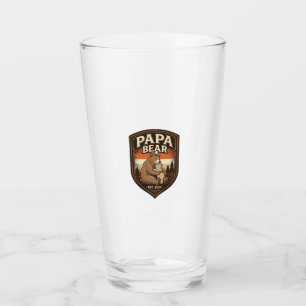 Papa Bear Vintage Engraving Bear Shirt Design_1 Glass