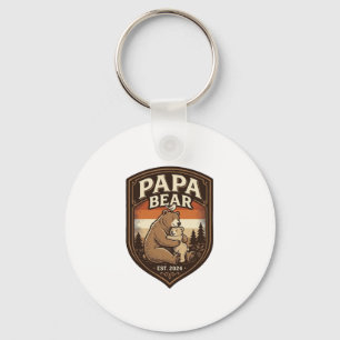 Papa Bear Vintage Engraving Bear Shirt Design_1 Key Ring