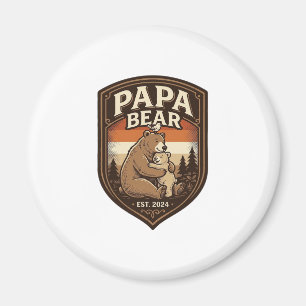 Papa Bear Vintage Engraving Bear Shirt Design_1 Magnet