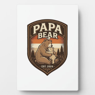 Papa Bear Vintage Engraving Bear Shirt Design_1 Plaque