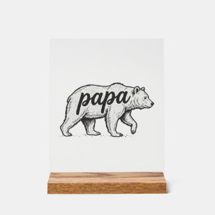 Papa Bear Vintage Engraving Vector Design_1 Acrylic Sign