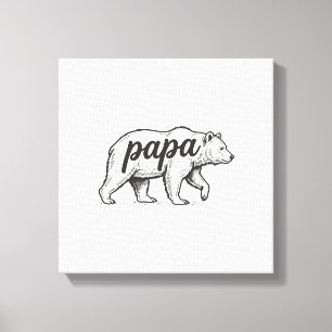 Papa Bear Vintage Engraving Vector Design_1 Canvas Print