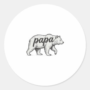 Papa Bear Vintage Engraving Vector Design_1 Classic Round Sticker