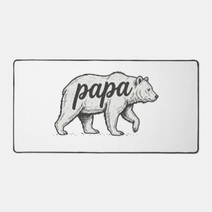 Papa Bear Vintage Engraving Vector Design_1 Desk Mat