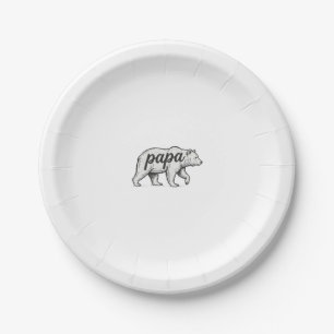 Papa Bear Vintage Engraving Vector Design_1 Paper Plate