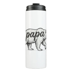 Papa Bear Vintage Engraving Vector Design_1 Thermal Tumbler
