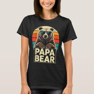 Papa bear vintage retro sunglasses funny dad bear  T-Shirt