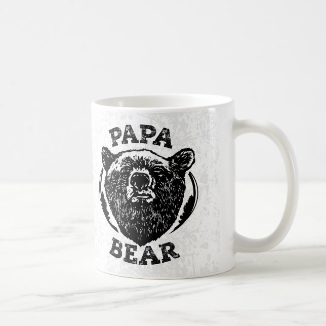 "Papa Bear" Vintage Style Black Bear Dad Mug (Right)