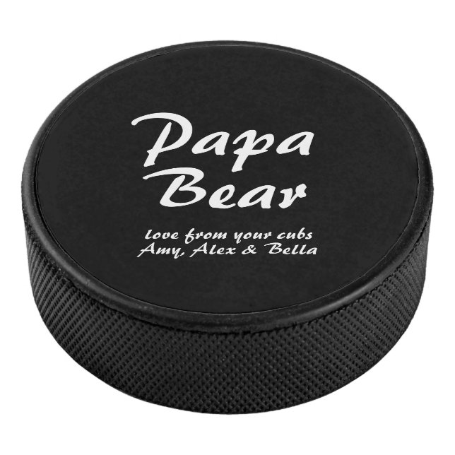 Papa Bear with cubs script Hockey Puck (3/4)