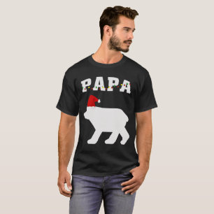 Papa Bear With Santa Hat Christmas Pajama Matching T-Shirt