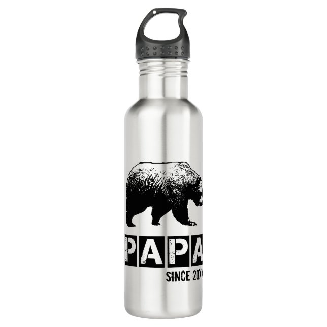 Papa Bear Year Of Fatherhood Grunge 710 Ml Water Bottle (Front)
