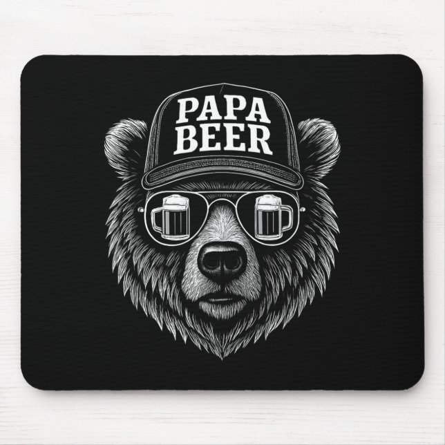 Papa Beer - Funny Dad Bear Drinking Humour Mouse Mat (Front)