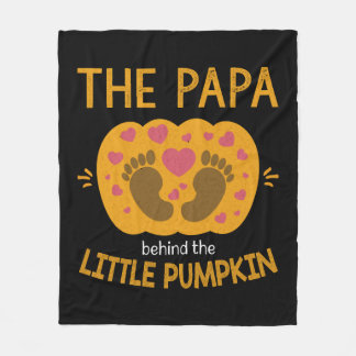 Papa Behind Pumpkin Little Fall Autumn Baby Reveal Fleece Blanket