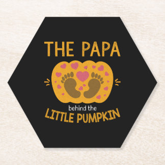 Papa Behind Pumpkin Little Fall Autumn Baby Reveal Paper Coaster
