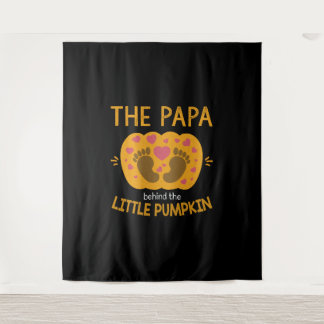 Papa Behind Pumpkin Little Fall Autumn Baby Reveal Tapestry
