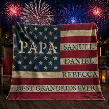 PAPA best grandkids names Vintage American Flag