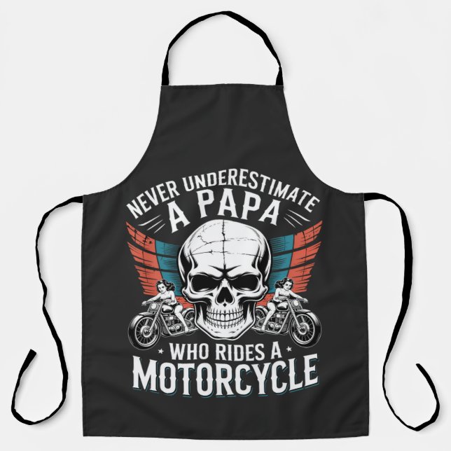 Papa Biker Who Rides A Motorcycle Apron (Front)