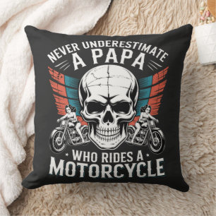 Papa Biker Who Rides A Motorcycle Cushion