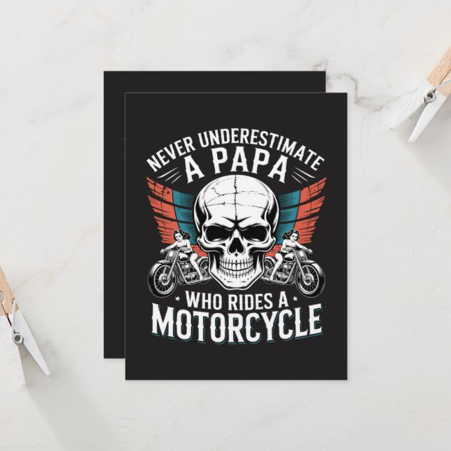 Papa Biker Who Rides A Motorcycle Invitation (Front/Back In Situ)