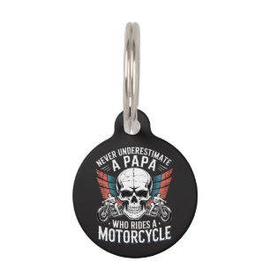 Papa Biker Who Rides A Motorcycle Pet Tag