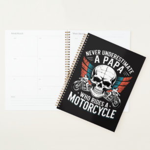 Papa Biker Who Rides A Motorcycle Planner