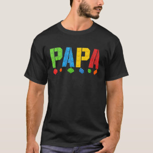 Papa Blocks Master Builder Brick Builder Birthda T-Shirt