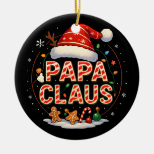 Papa Claus Christmas Lights Family Matching Men Ceramic Tree Decoration