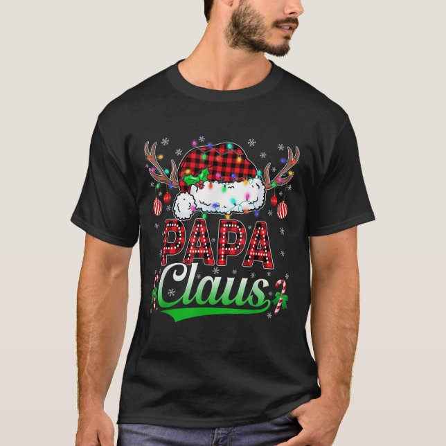 Papa Claus Christmas Lights Matching Family Xmas P T-Shirt (Front)