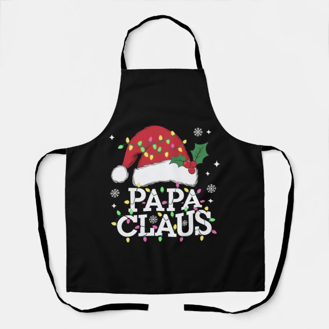 Papa Claus Christmas Lights Pajama Family Matching Apron (Front)