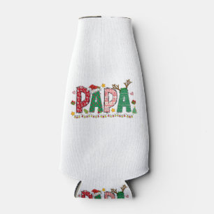 Papa Claus Christmas Lights Pajama Family Matching Bottle Cooler