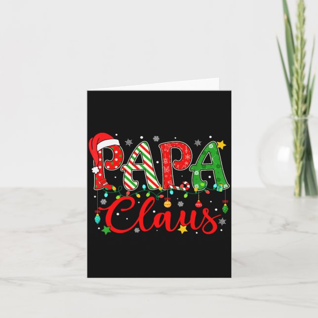 Papa Claus Christmas Lights Pajama Family Matching Card (Front)