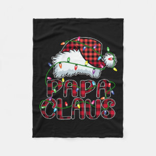 Papa Claus Christmas Lights Pajama Family Matching Fleece Blanket