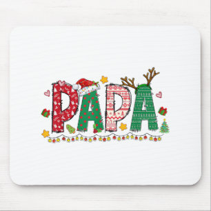 Papa Claus Christmas Lights Pajama Family Matching Mouse Mat