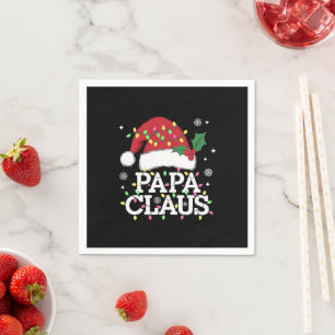 Papa Claus Christmas Lights Pajama Family Matching Napkin