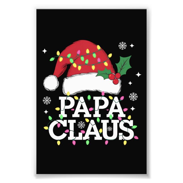 Papa Claus Christmas Lights Pajama Family Matching Photo Print (Front)