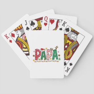Papa Claus Christmas Lights Pajama Family Matching Playing Cards