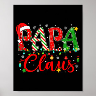 Papa Claus Christmas Lights Pajama Family Matching Poster