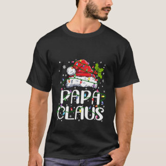 Papa Claus Christmas Lights Pajama Family Matching T-Shirt
