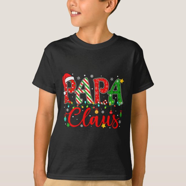 Papa Claus Christmas Lights Pajama Family Matching T-Shirt (Front)