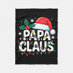 Papa Claus Christmas Lights Santa Family Matching Fleece Blanket