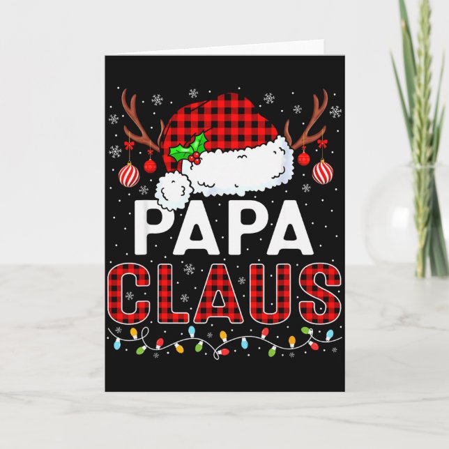 Papa Claus Christmas Lights Santa Hat Pajama Famil Card (Front)