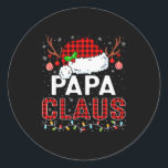 Papa Claus Christmas Lights Santa Hat Pajama Famil Classic Round Sticker<br><div class="desc">Papa Claus Christmas Lights Santa Hat Pajama Family Matching</div>