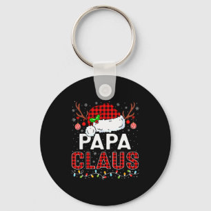 Papa Claus Christmas Lights Santa Hat Pajama Famil Key Ring