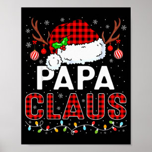 Papa Claus Christmas Lights Santa Hat Pajama Famil Poster